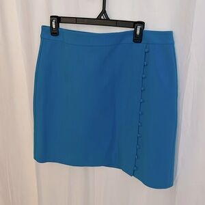 Loft turquoise blue short pencil skirt with button detail. Sz 12